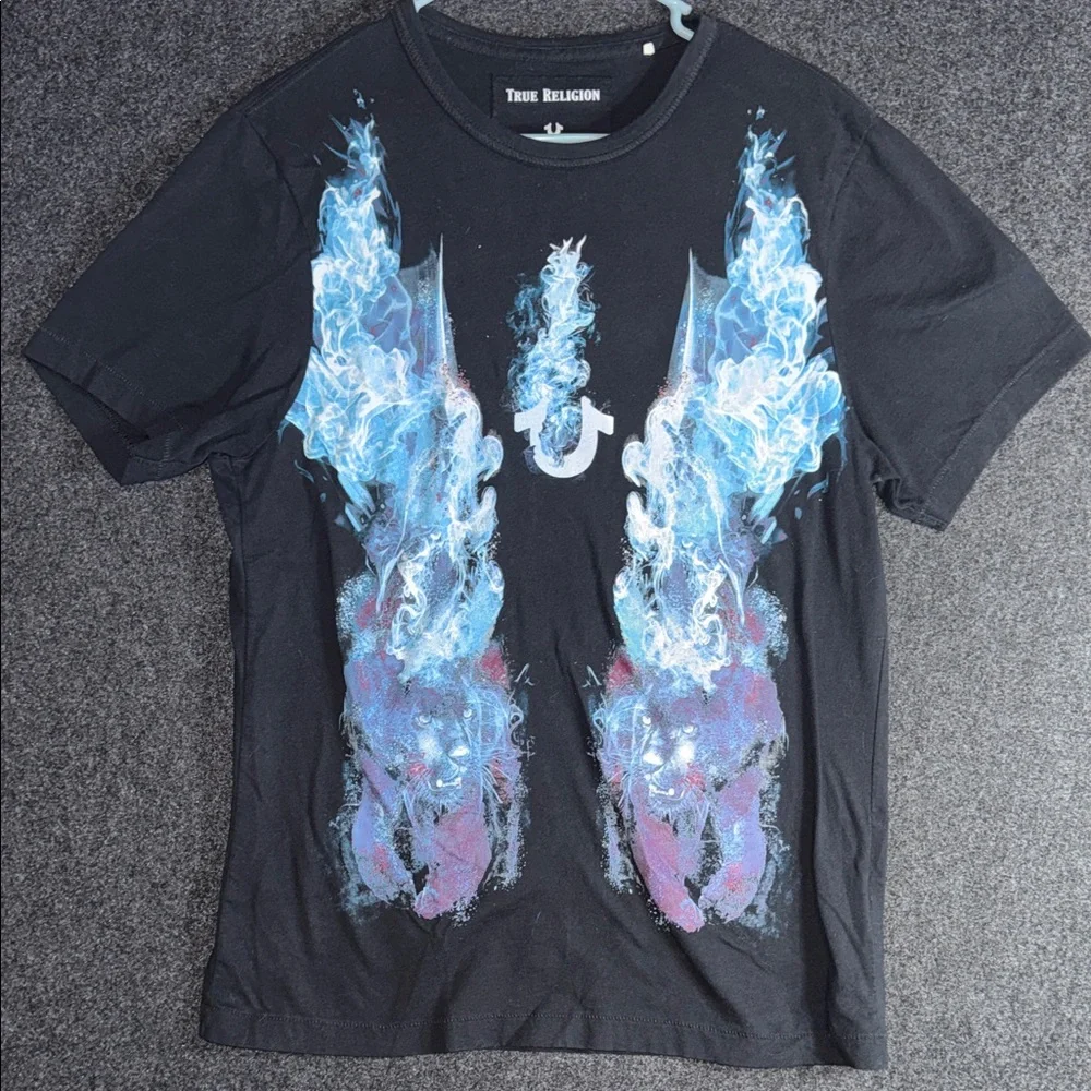 True Religion Black and Blue Graphic T-Shirt